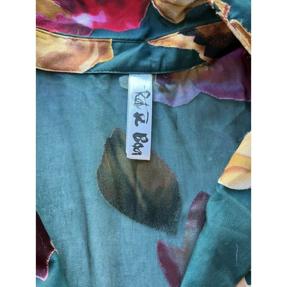 $273 RAT & BOA Designer Green Floral Semi Sheer Issey Blouse SOLD OUT XS V Neck - Picture 9 of 12